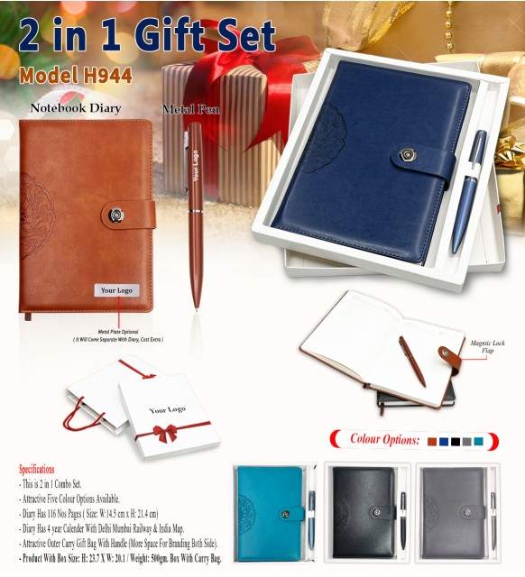 2 in 1 gift set model h944 notebook diary and metal pen